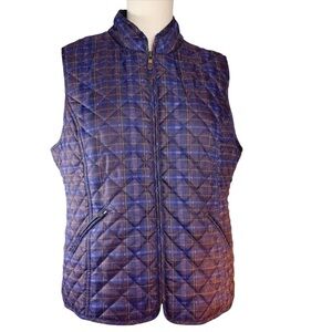 Orvis Womens Quilted Vest Size Large in Purple Plaid Pumpkin Patch Outdo…